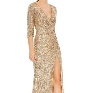 COPY - Mac Duggal Light Gold Ruched Sequin Trumpet Gown